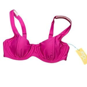 Kona Sol Raspberry Pink Underwire Swimwear Top, Size S, NWT